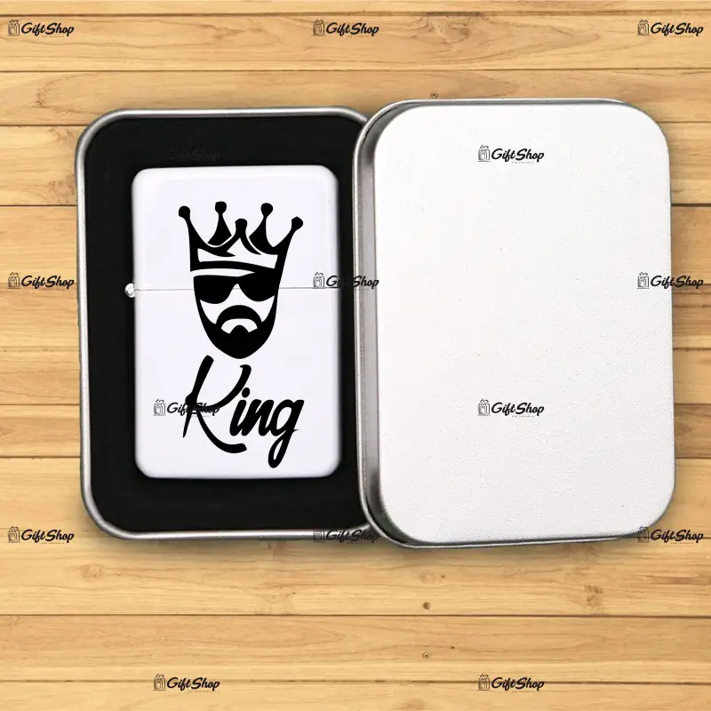 King, bricheta metalica gravata laser cu mesaj